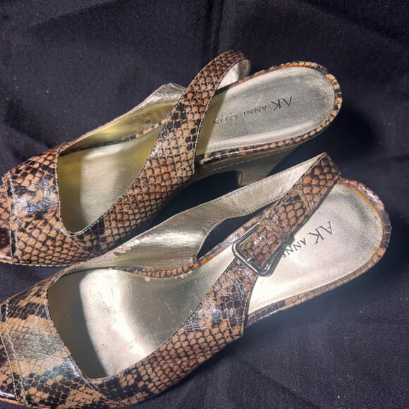 ANNE KLEIN 4"‎ Gold Scale Print Slingback Shoes  Size 10 M - Picture 8 of 10